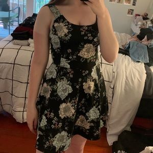 black dress with flowers